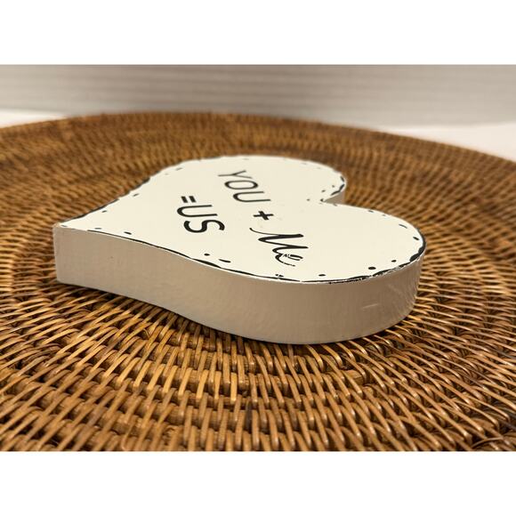 You + Me  = Us Heart Decor, Valentines Day, Family, Love, Neutral Decor - Picture 5 of 8